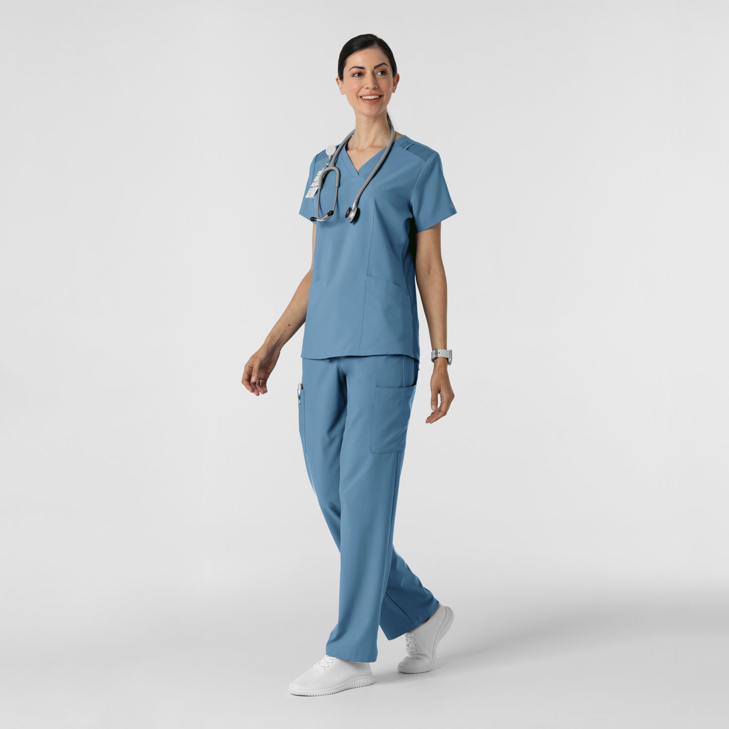 W123 5145 Women's Cargo Utility Scrub Pants Pacific Blue