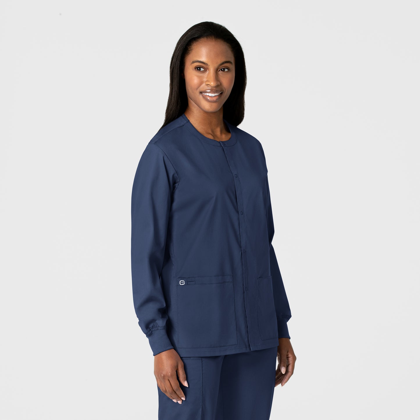 WonderWORK 800 Unisex Snap Front Jacket Navy Model Image Right Side | Wink