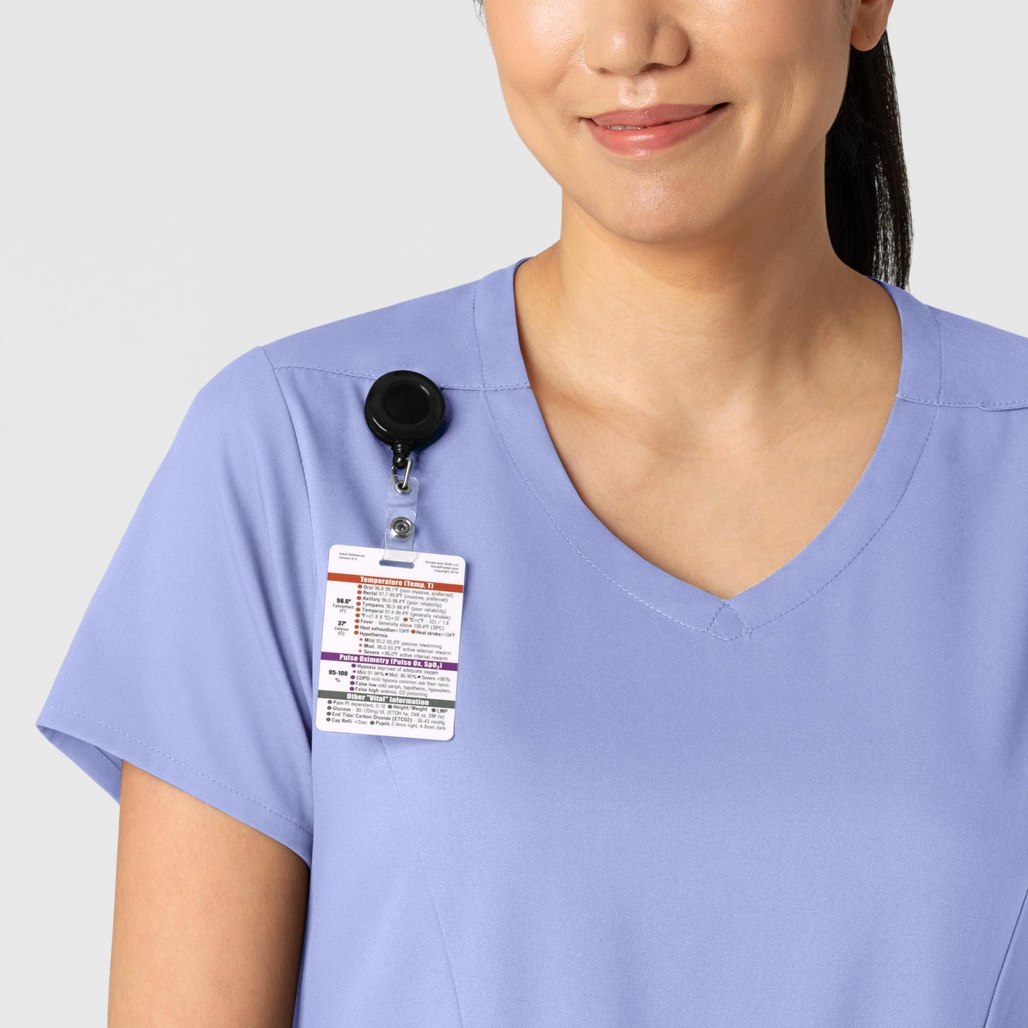 Boundless 6251 2-Pocket V-Neck Scrub Top Ceil Blue Model Image Left Side | Wink