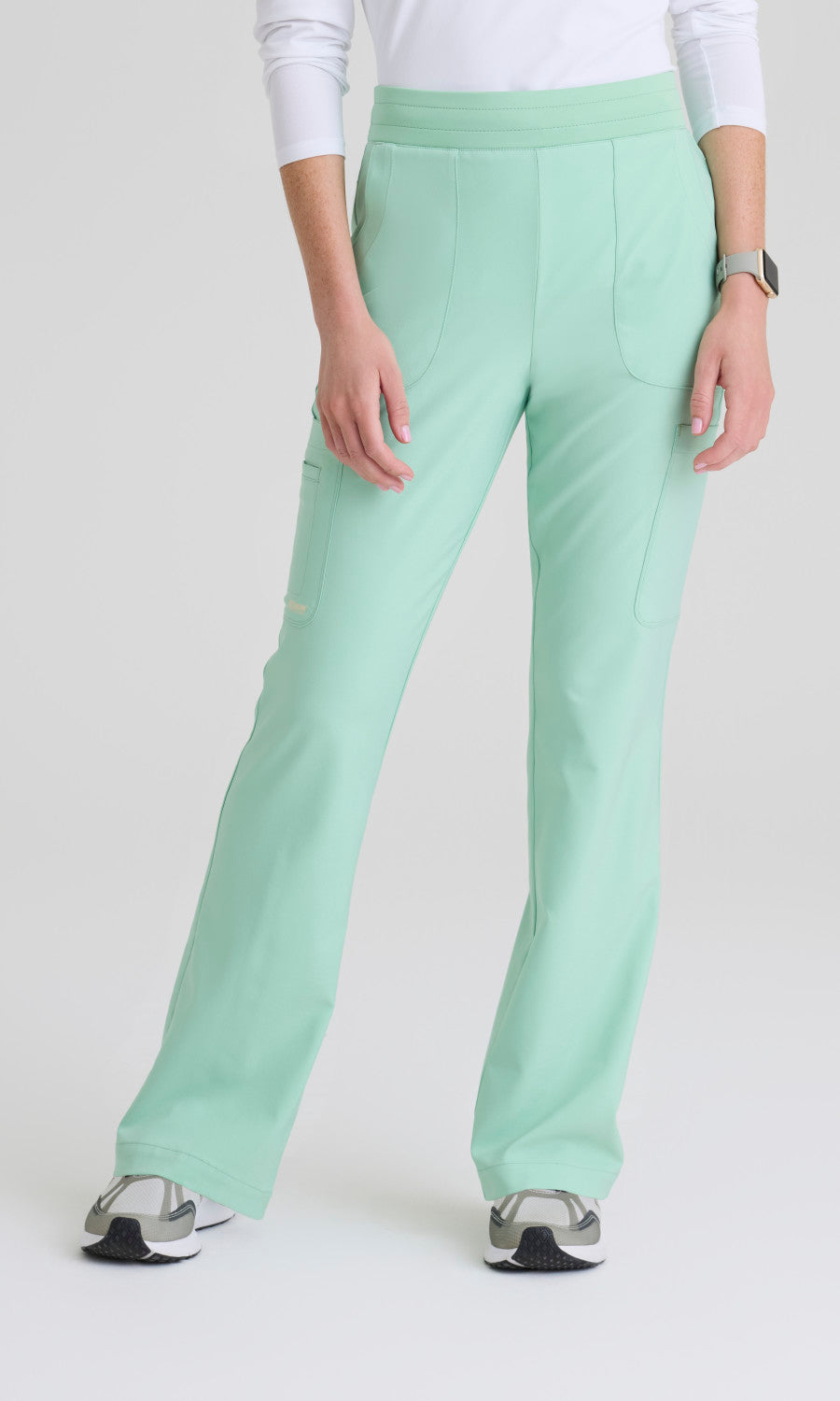 Grey's Anatomy Evolve GSSP729 Women's Sky Pant in Soft Melon by Barco Model Image Front