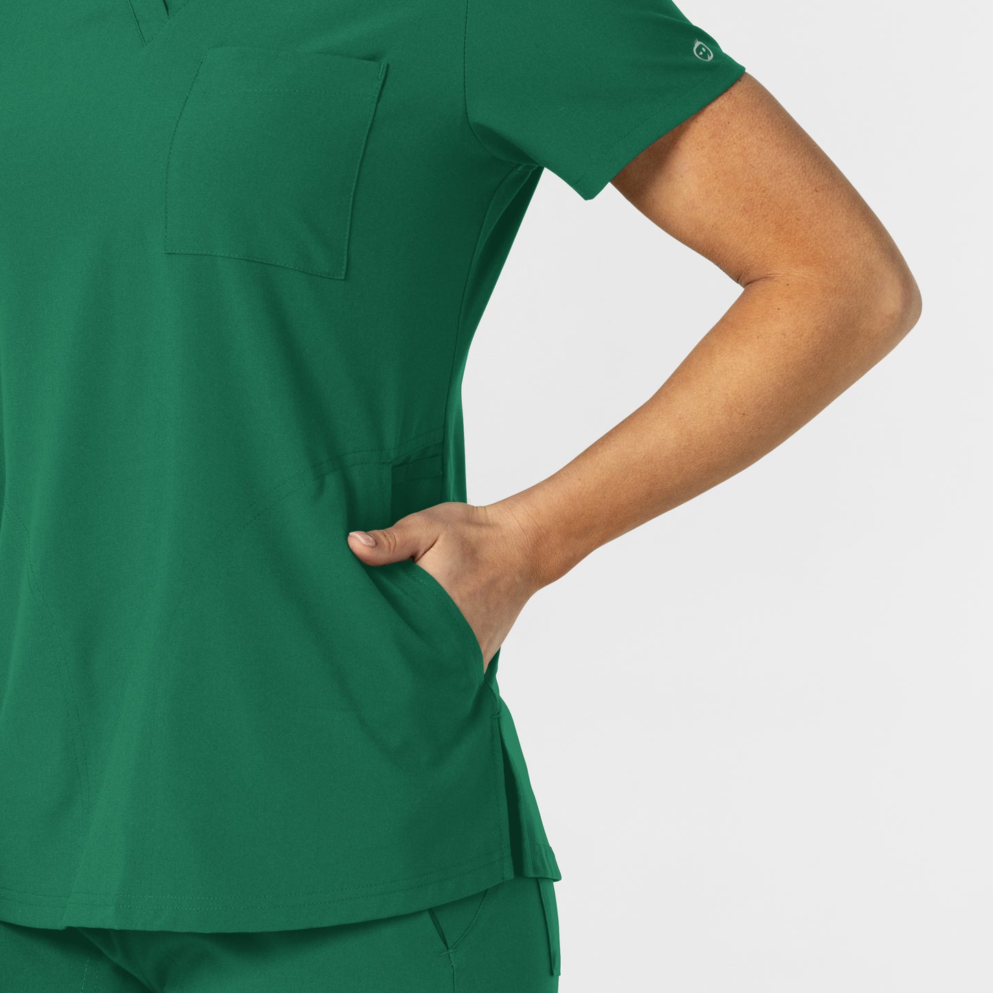 W123 6045 Flex-n-Reach V-Neck Scrub Top Hunter Model Image Alternate | Wink