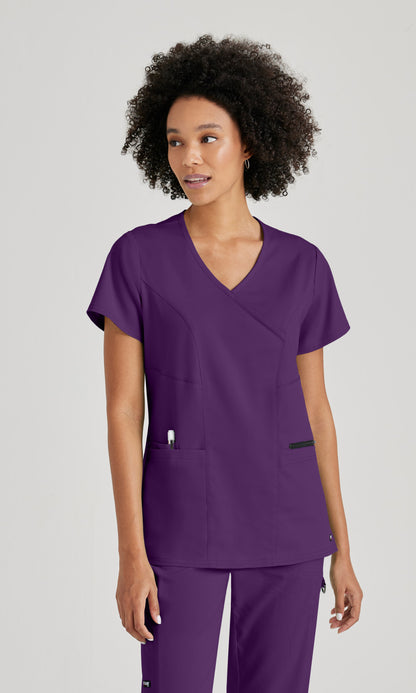 Grey's Anatomy Stretch GRST001 Kim Scrub Top Eggplant