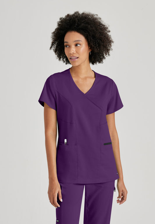 Greys Anatomy Stretch GRST001 Kim Scrub Top Eggplant