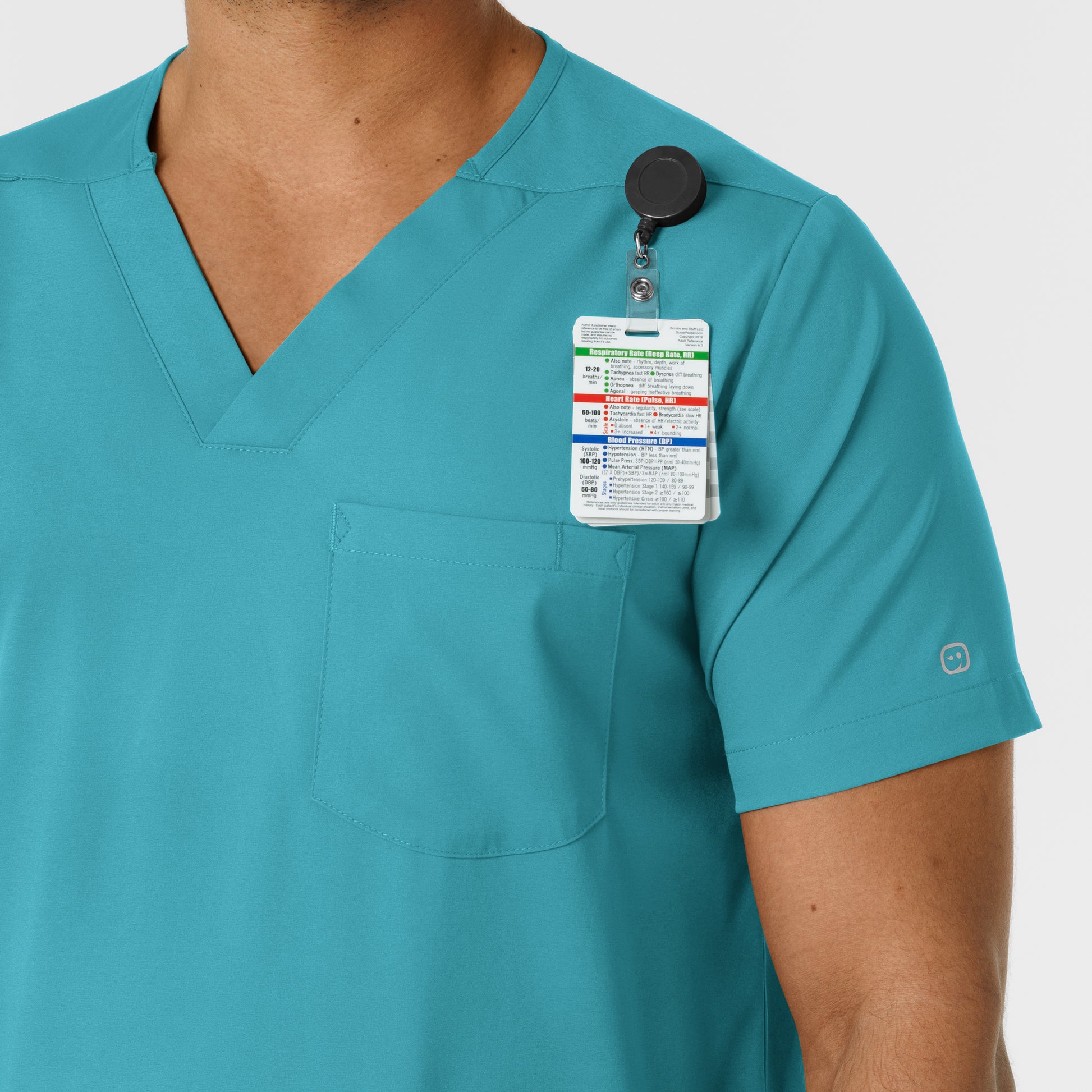 Boundless 6351 Men's Multi Pocket V-Neck Scrub Top Teal Model Image Alternate | Wink