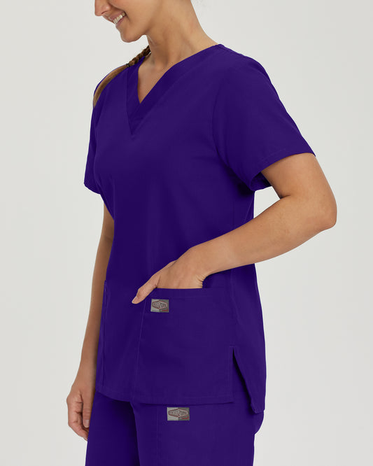 Scrub Zone 70221 Women's 3 Pocket V Neck Scrub Top Grape Image