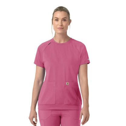 Force Cross-Flex C13290 Knit Women's Crew Neck Scrub Top Electric Fuschia