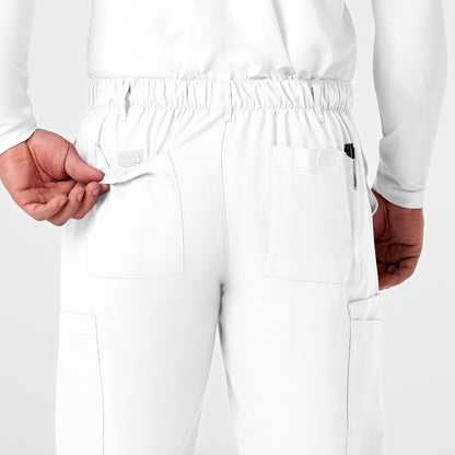 W123 5355 Men's Flat Front Cargo Scrub Pants White Model Image Alternate | Wink