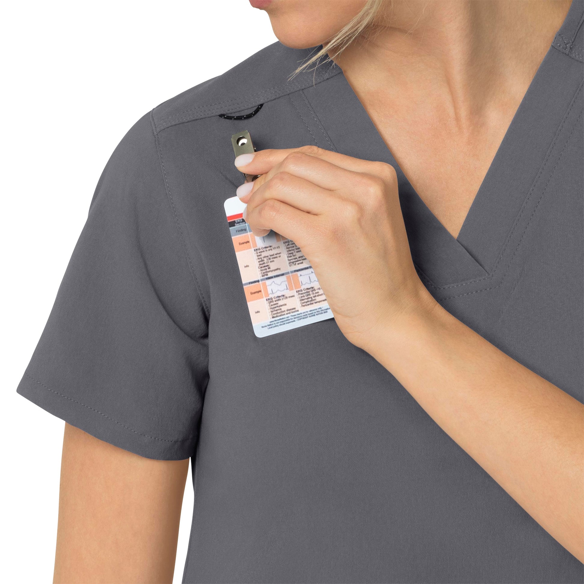 Rugged Flex Peak C12237 4-Pocket V-Neck Scrub Top Pewter Model Image Alternate | Carhartt