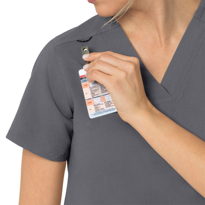 Rugged Flex Peak C12237 4-Pocket V-Neck Scrub Top Pewter Model Image Left Side | Carhartt