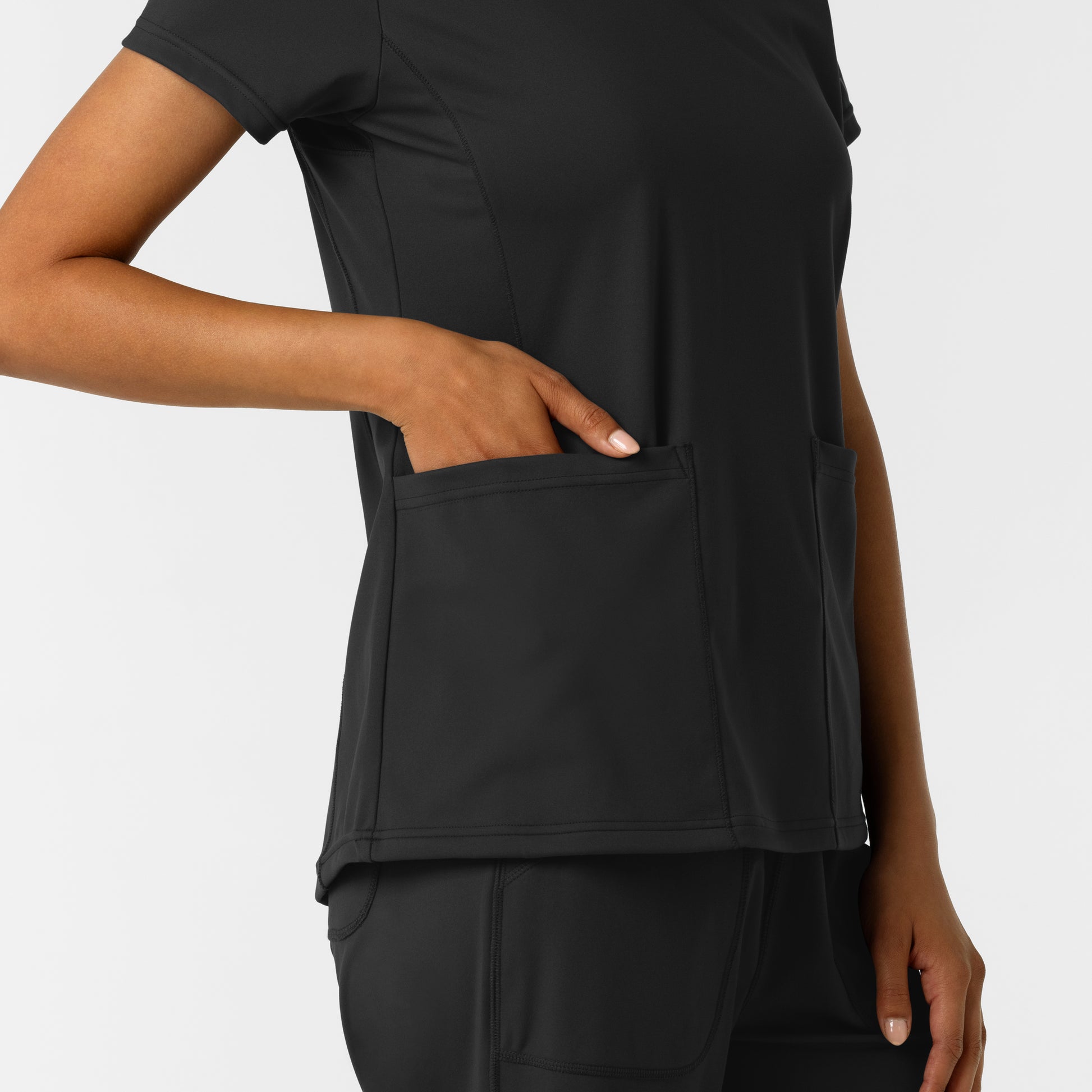 RENEW Knit 6559 Women's 2-Pocket Scrub Top Black
