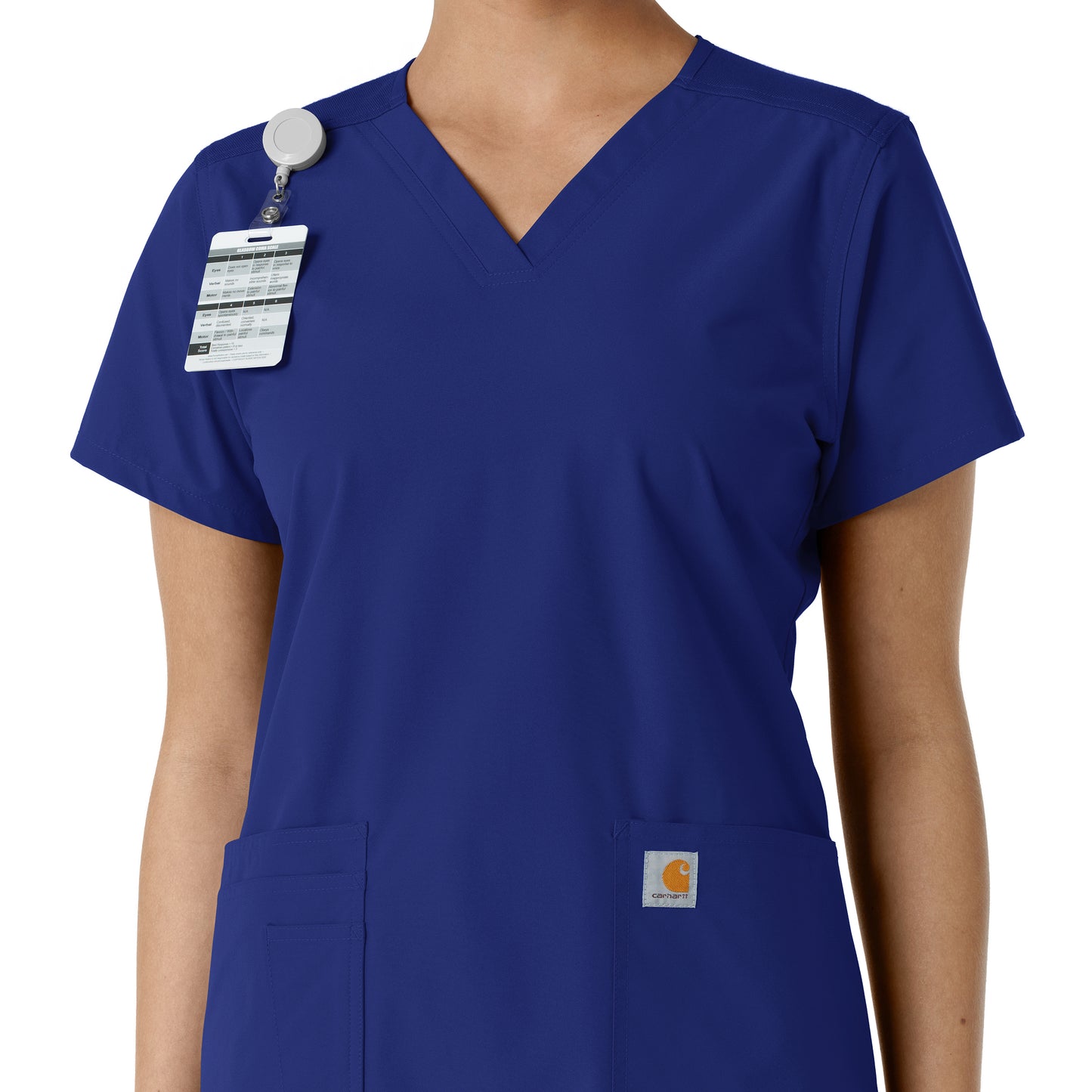 Force Essentials C12313 Women's V-Neck Knit Panel Scrub Top Galaxy Blue