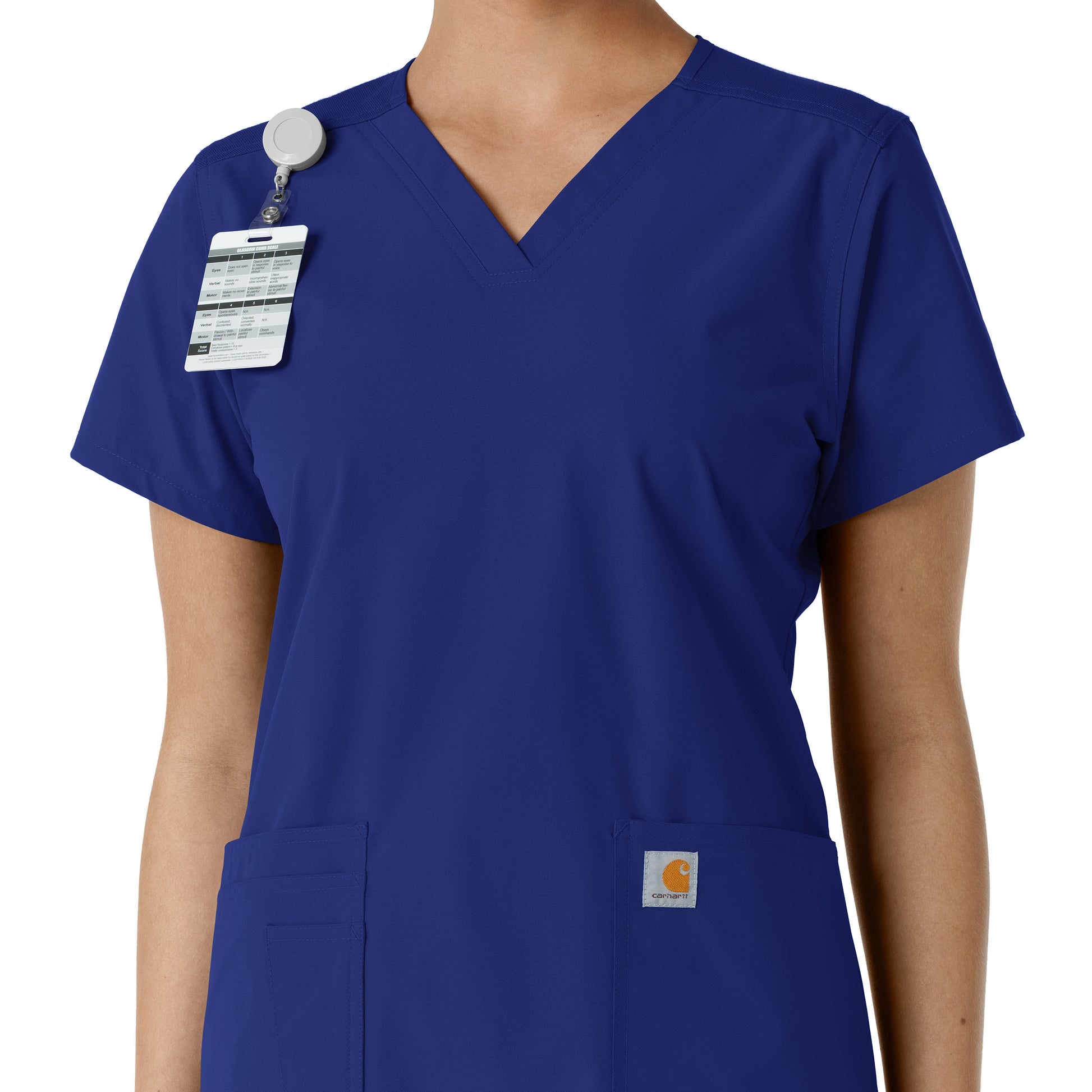 Force Essentials C12313 Women's V-Neck Knit Panel Scrub Top Galaxy Blue