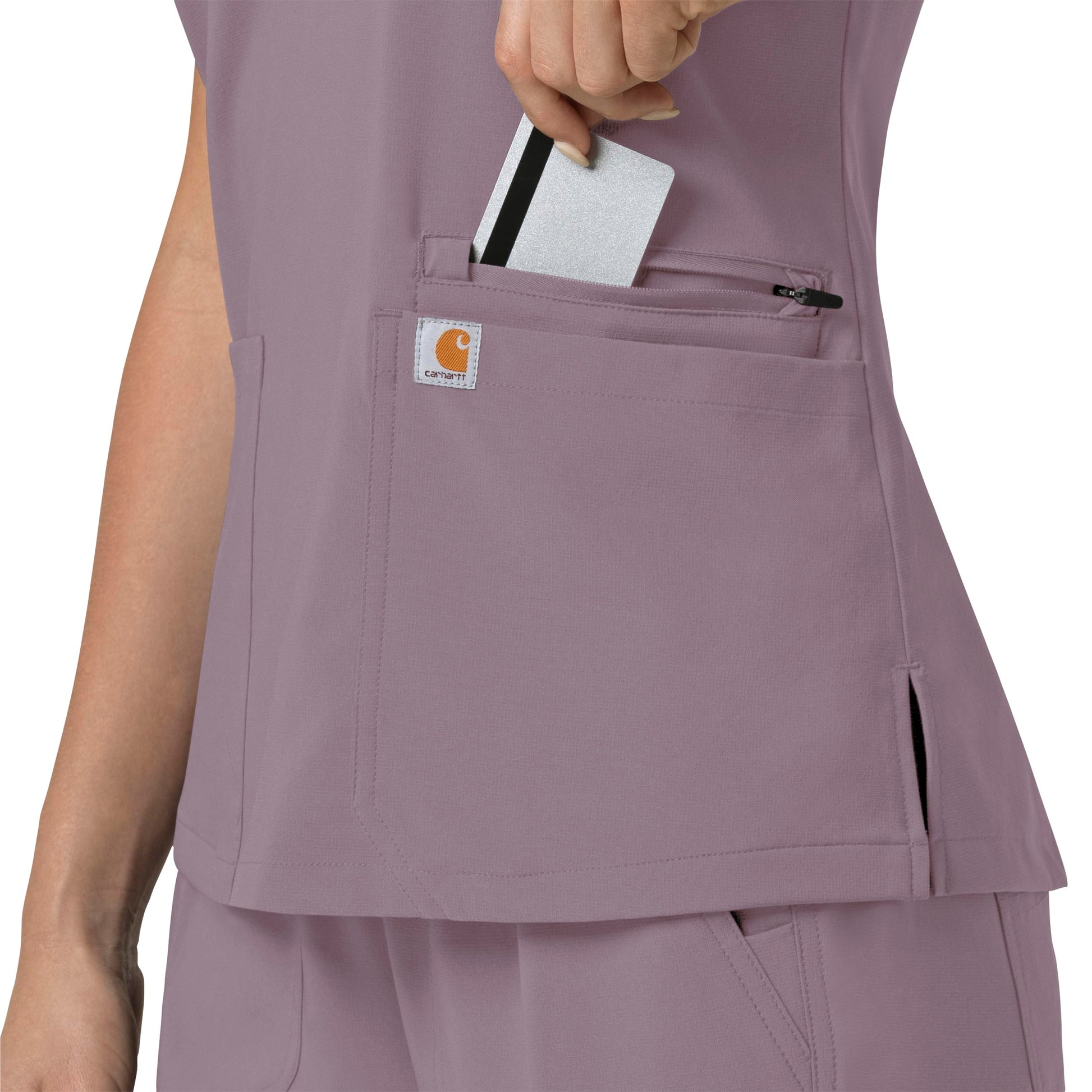 Force Cross-Flex C13210 Flex Panel V-Neck Scrub Top Lavender Mist Model Image Alternate | Carhartt