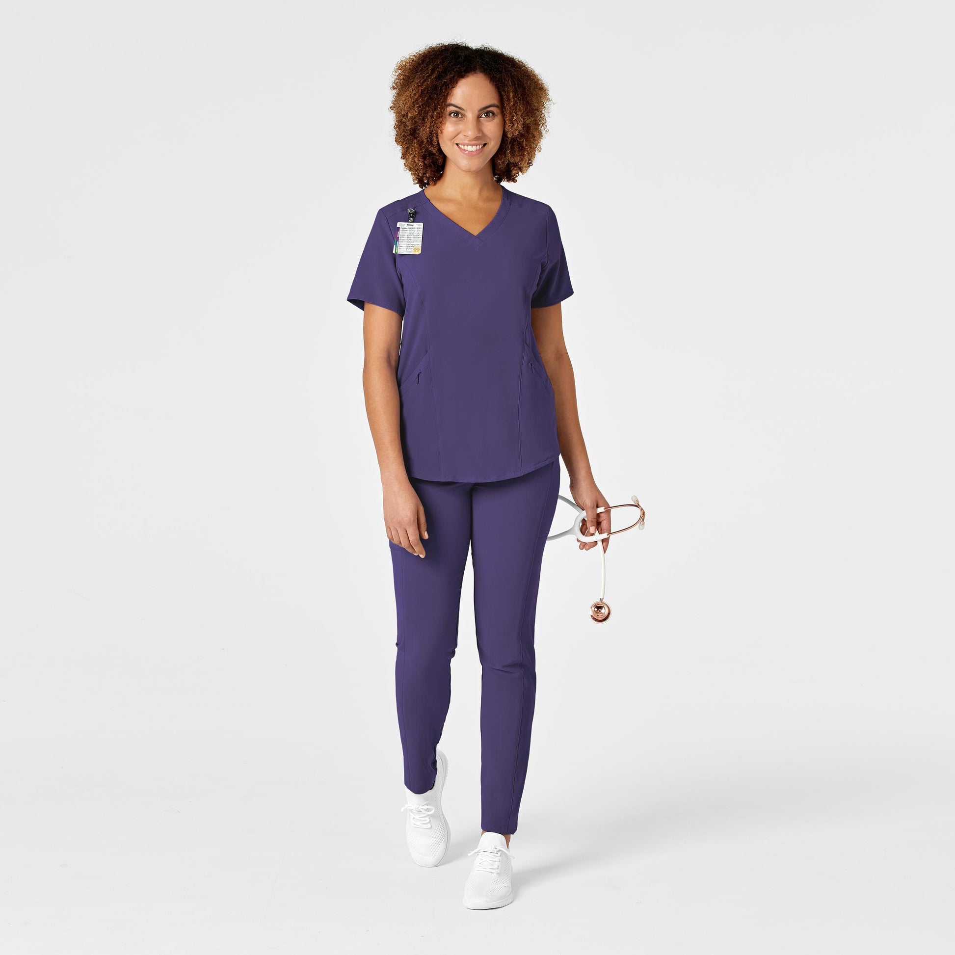 RENEW 6134 V-Neck Scrub Top Grape Model Image Alternate | Wink