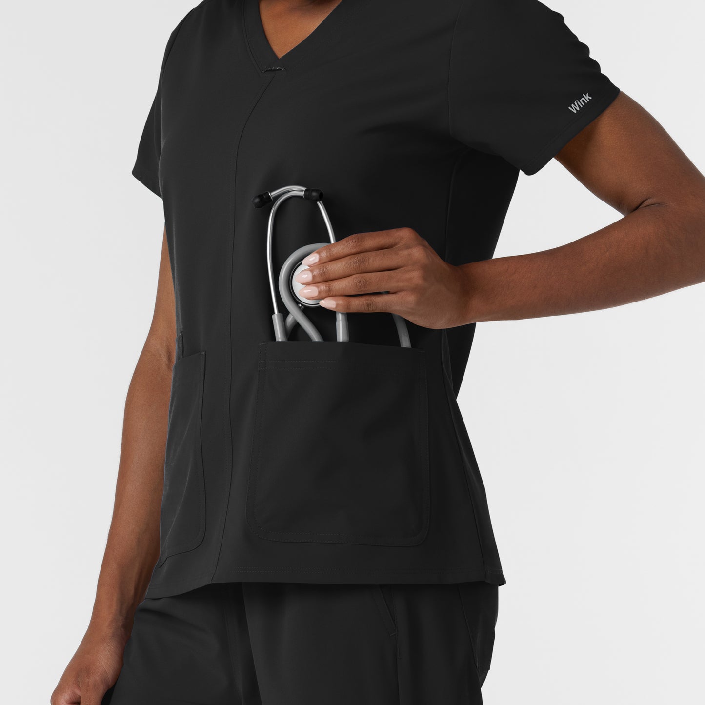 NURTUR 6180 Women's V-Neck Scrub Top Black