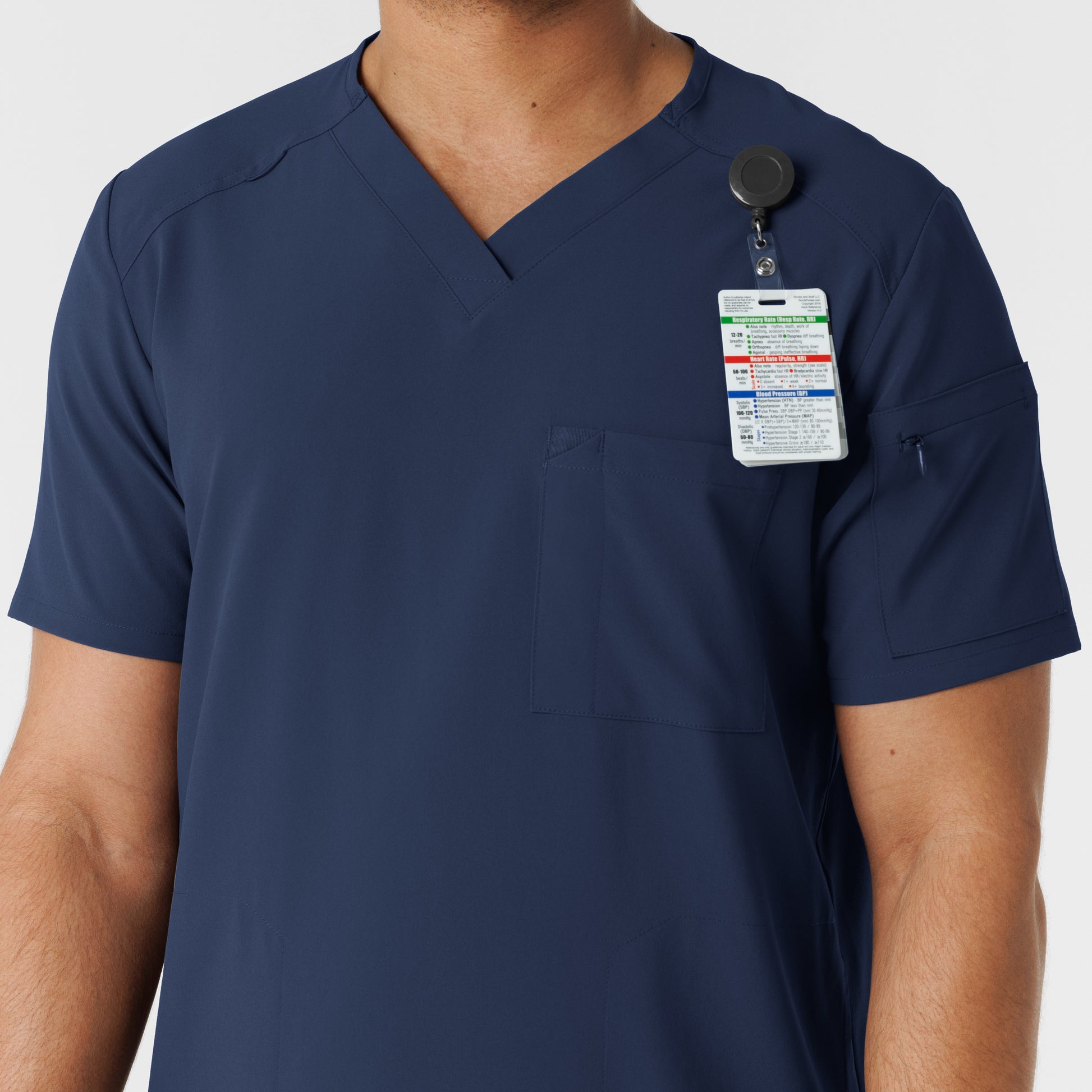 RENEW 6834 Men's V-Neck 5 Pocket Scrub Top Navy Model Image Alternate | Wink