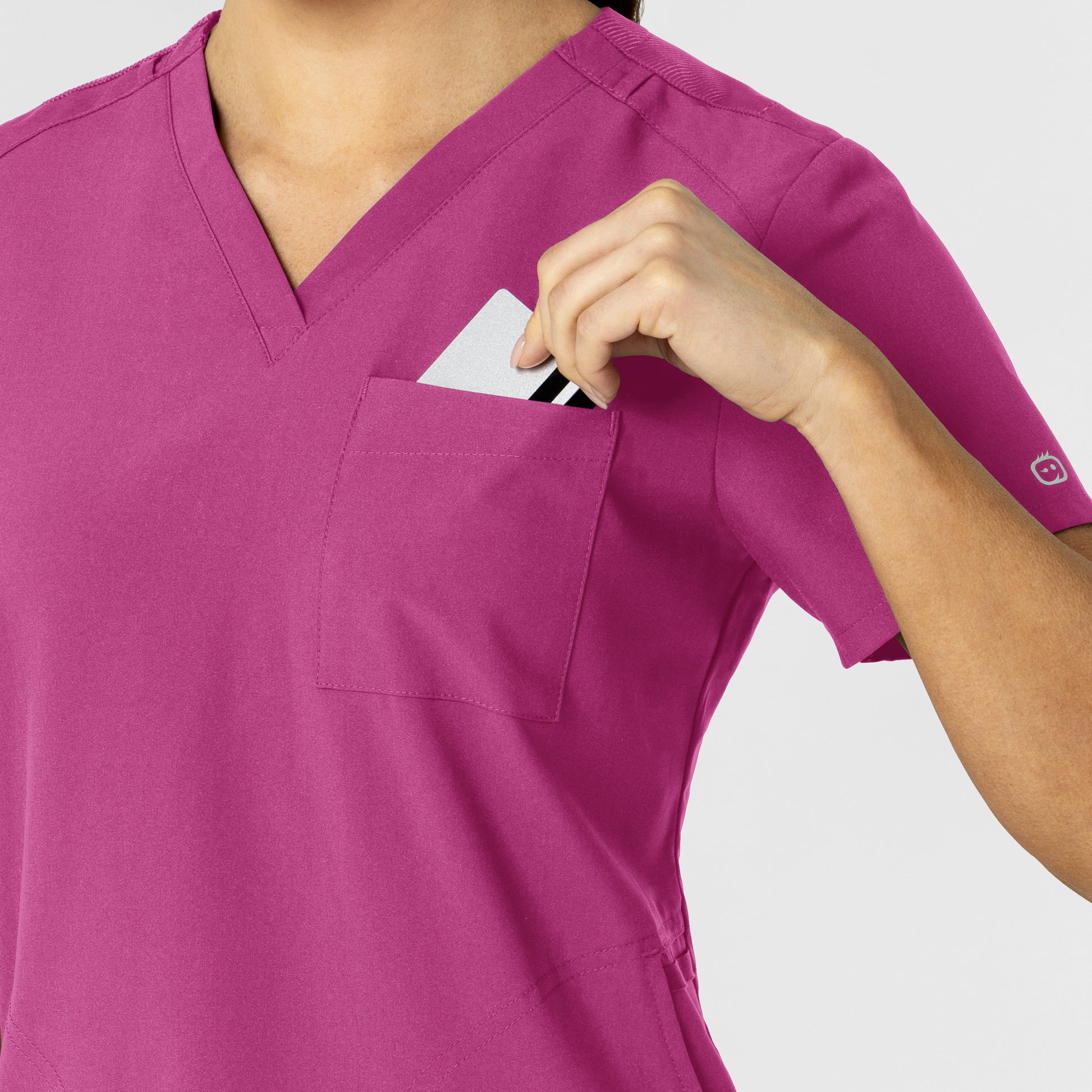 W123 6045 Flex-n-Reach V-Neck Scrub Top Raspberry Model Image Alternate | Wink