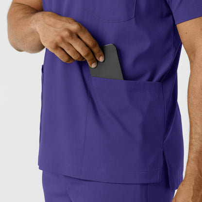 Boundless 6351 Men's Multi Pocket V-Neck Scrub Top Grape Model Image Alternate | Wink