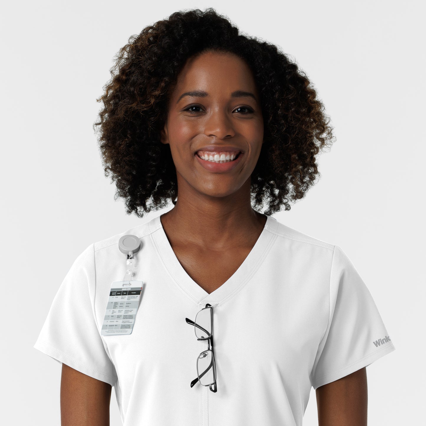 NURTUR 6180 Women's V-Neck Scrub Top White