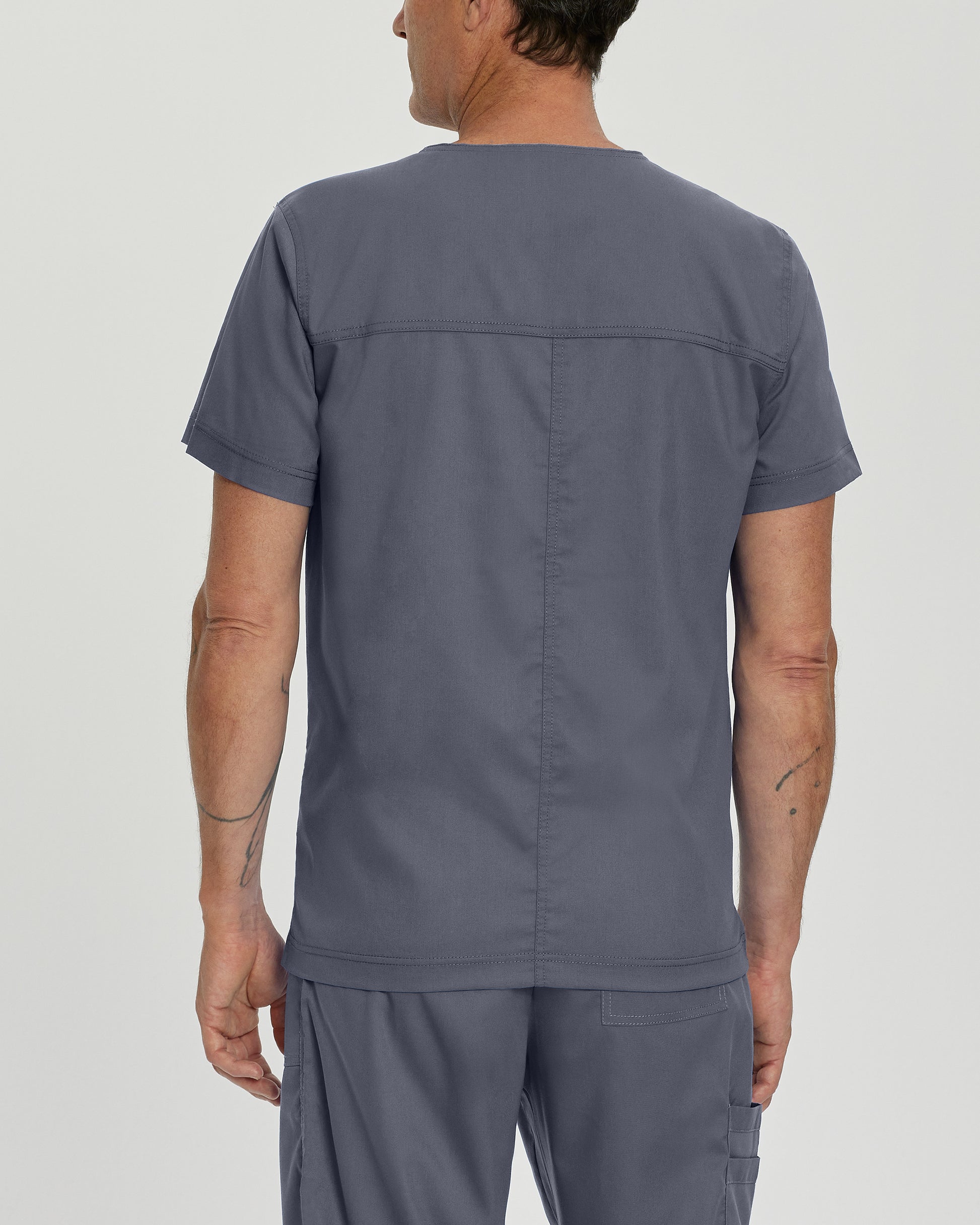 ProFlex 4253 Men's 4 Pocket V Neck Scrub Top Steel Image