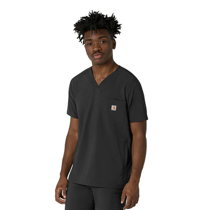 Force Cross-Flex C16410 Men's V-Neck Scrub Top Black Model Image Right Side | Carhartt