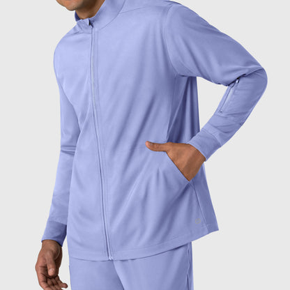 Boundless 8351 Men's Warm Up Scrub Jacket Ceil Blue Model Image Left Side | Wink