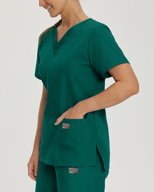 Scrub Zone 70221 Women's 3 Pocket V Neck Scrub Top Hunter Image