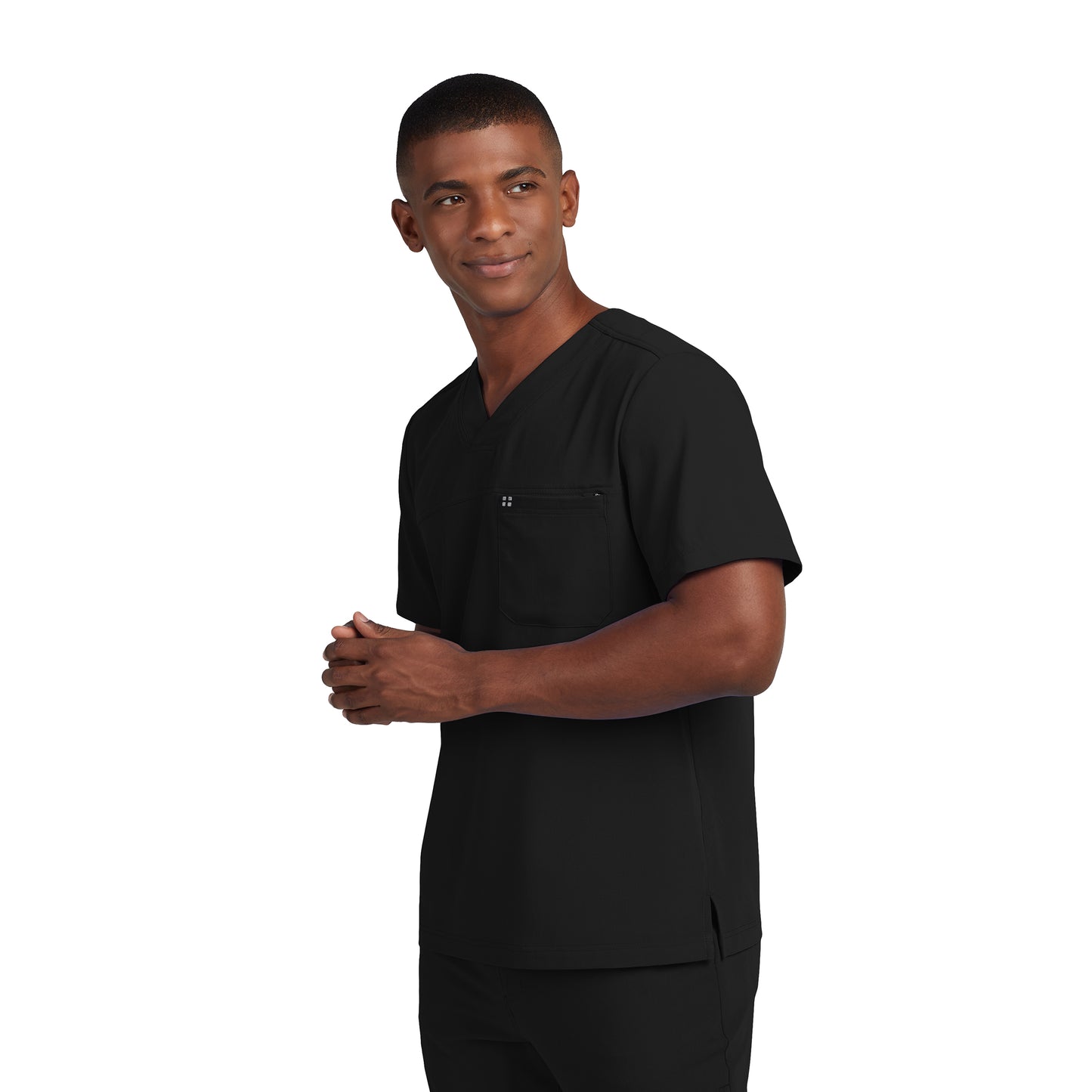 CRFT WT131 Men's 2 Pocket V Neck Scrub Top Black Image