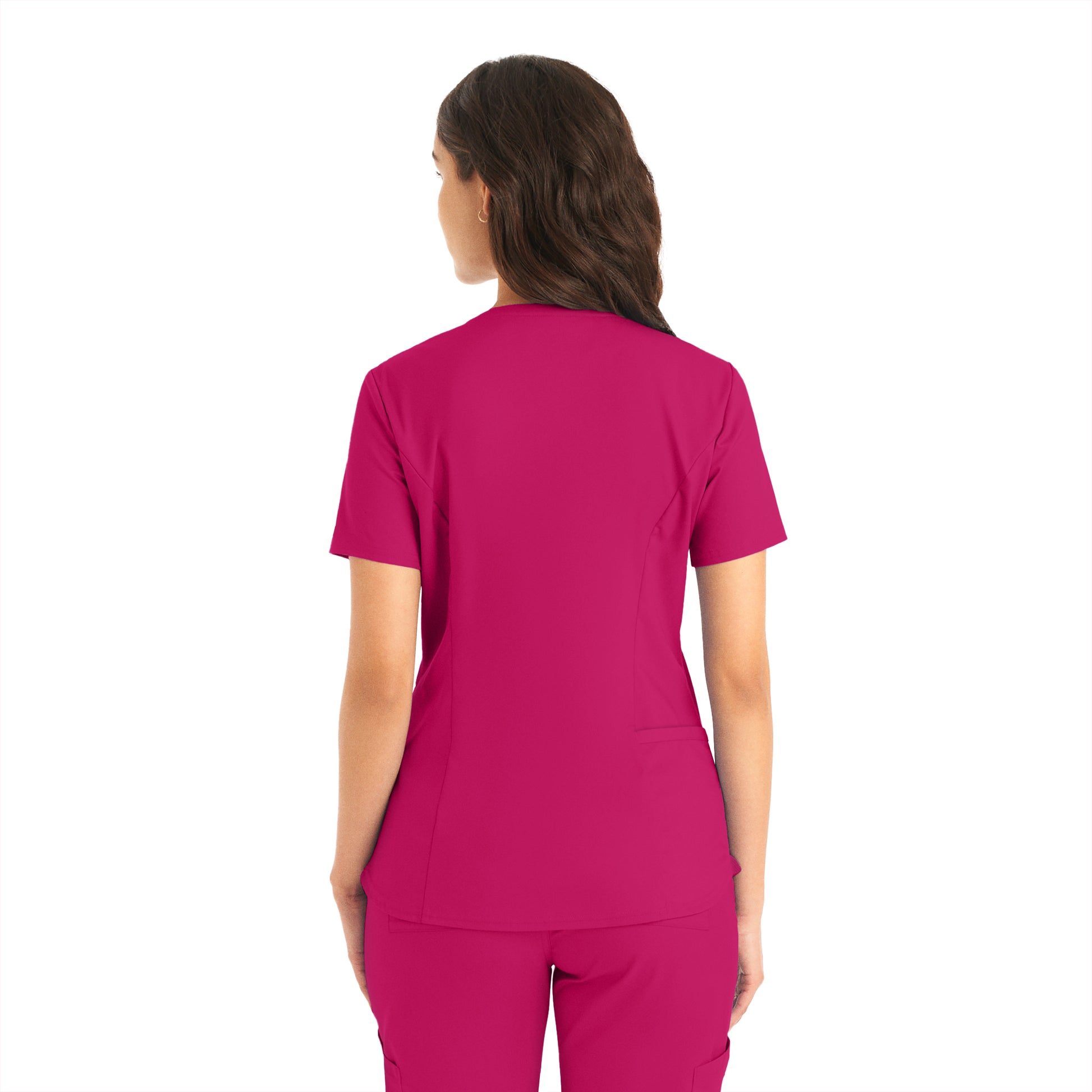 ProFlex LT107 Women's 2 Pocket V Neck Scrub Top Bright Rose Image