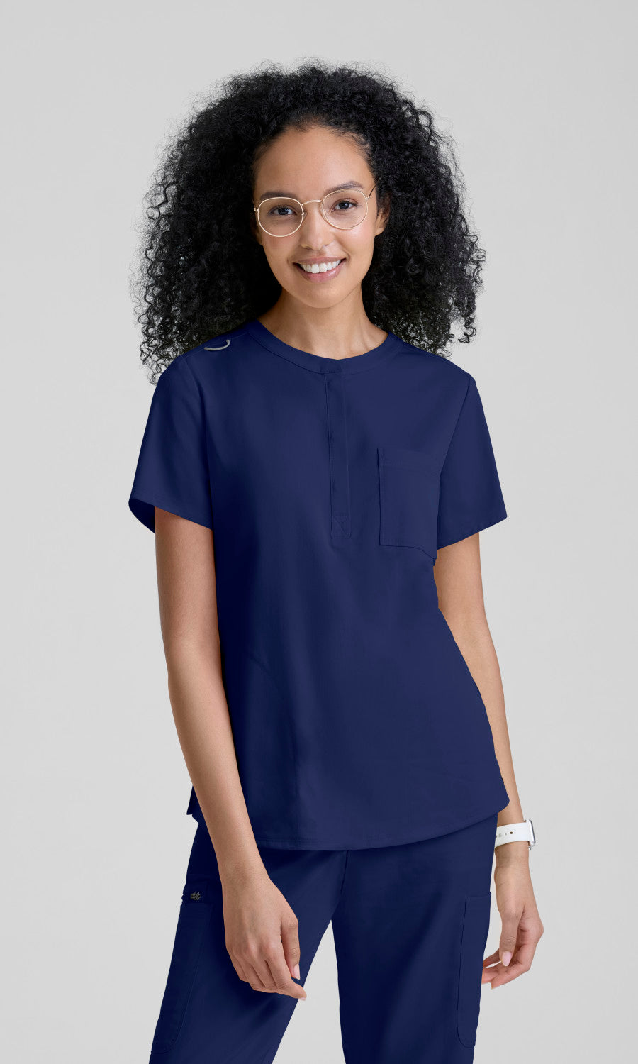 Grey's Anatomy Stretch GRST339 Irene Top Indigo - front