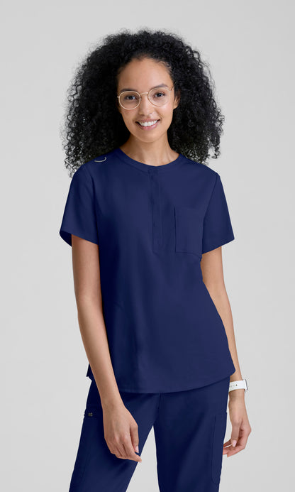 Grey's Anatomy Stretch GRST339 Irene Top Indigo - front