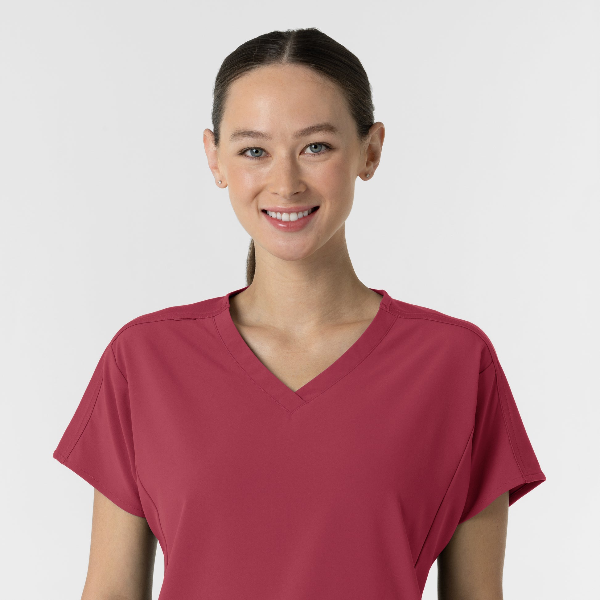 RENEW 6154 Women's V-Neck Tunic Scrub Top Ruby