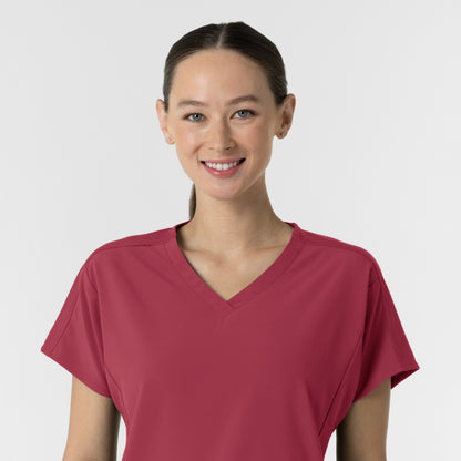 RENEW 6154 Women's V-Neck Tunic Scrub Top Ruby