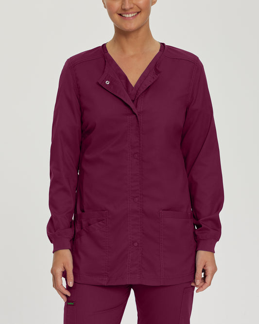 ProFlex 3038 Women's 3 Pocket Warm Up Scrub Jacket Wine Image