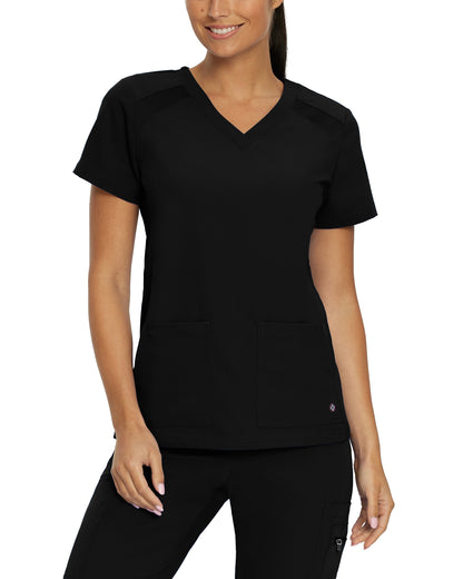 V-Tess 950 Women's 4 Pocket V Neck Scrub Top Black Image