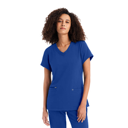 CRFT WT127 Women's 3 Pocket V Neck Scrub Top Royal Image