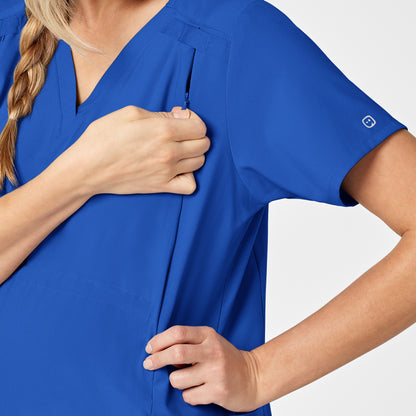 W123 4555 Maternity V-Neck Scrub Top Royal Model Image Alternate | Wink