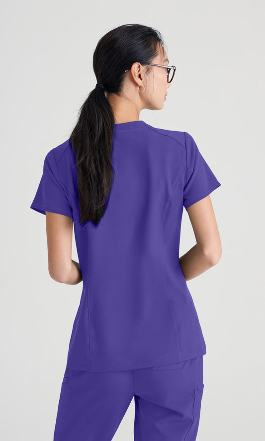 Grey's Anatomy Evolve GSST181 Sway Tuck-In Scrub Top New Grape