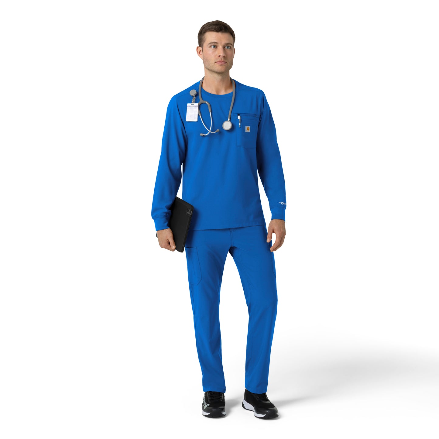 Force Cross-Flex C16610 Men's Crew Neck Long Sleeve Scrub Top Royal