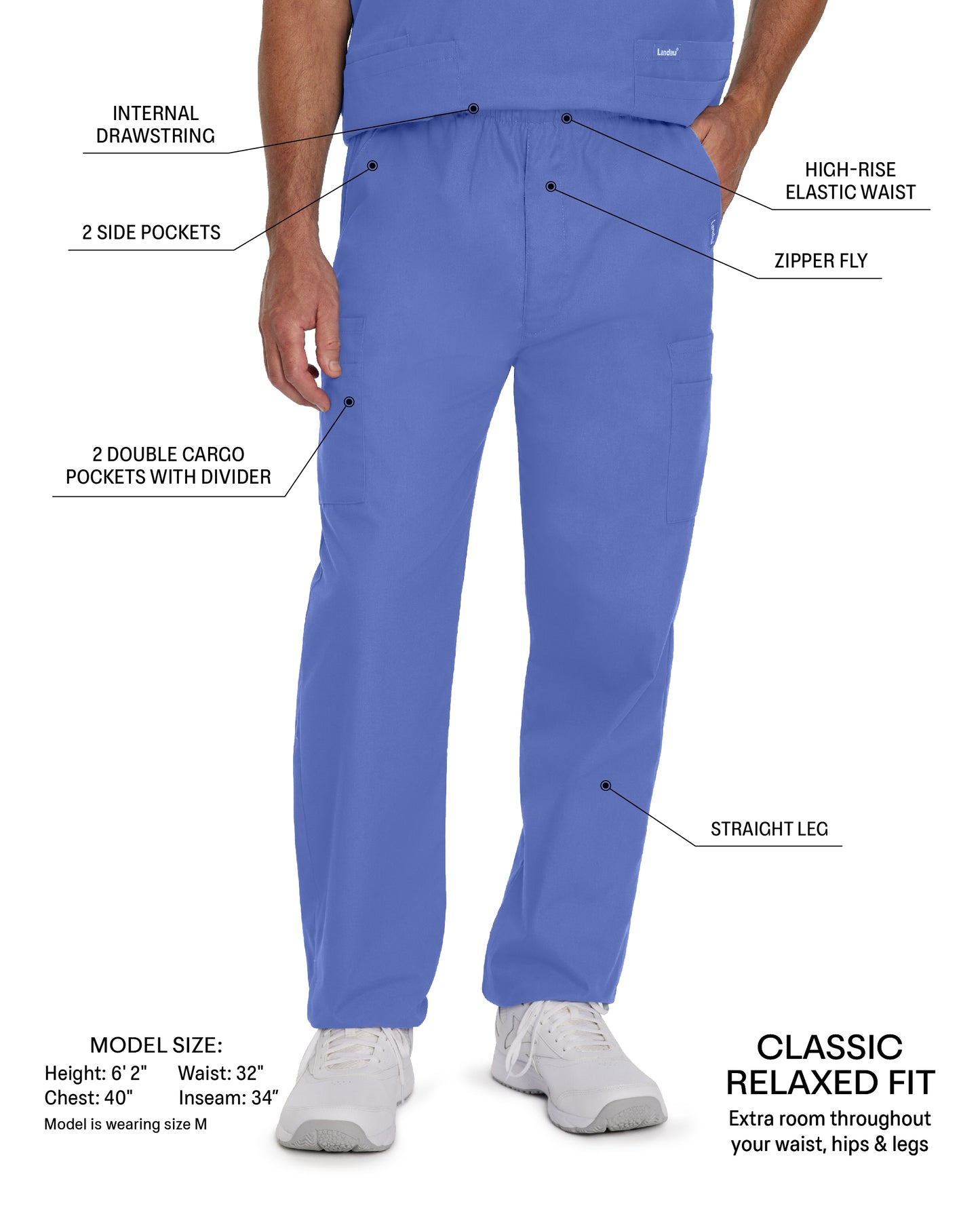 Essentials 8555 Men's Cargo Scrub Pants Galaxy Blue Image