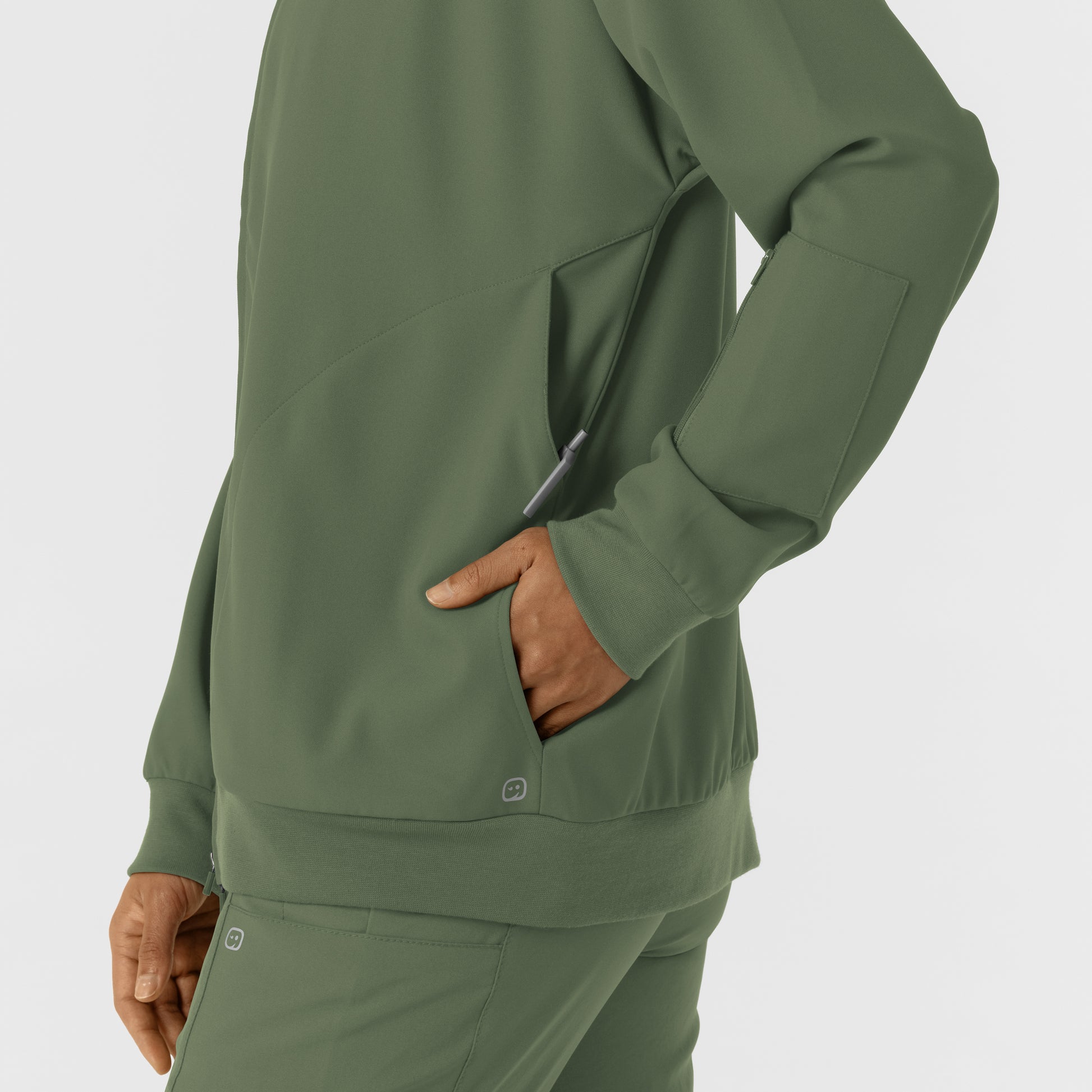 Layers 8066 Bomber Scrub Jacket Olive Model Image Alternate | Wink