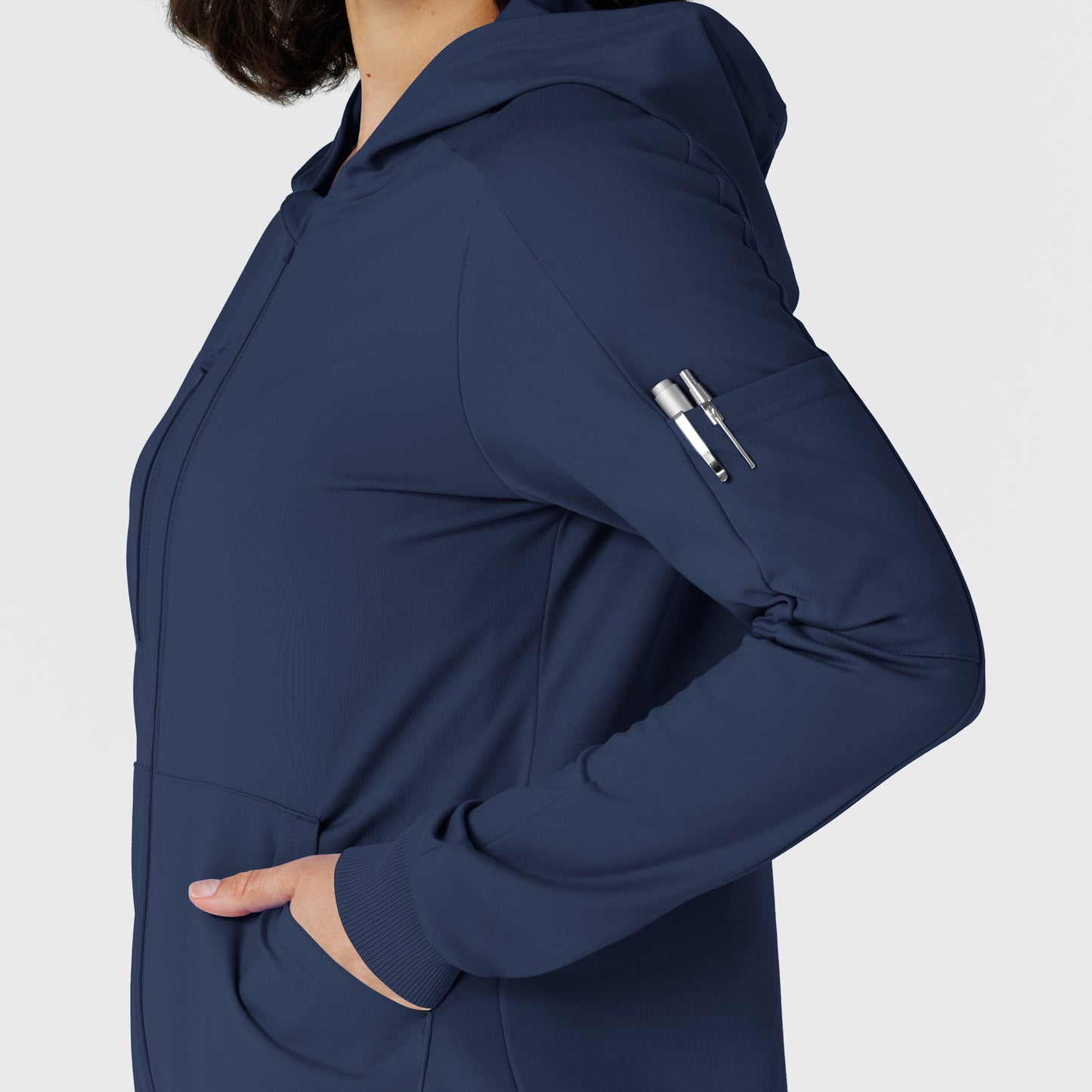 RENEW 8159 Knit Women’s Zip Hoodie Navy Model Image Alternate | Wink