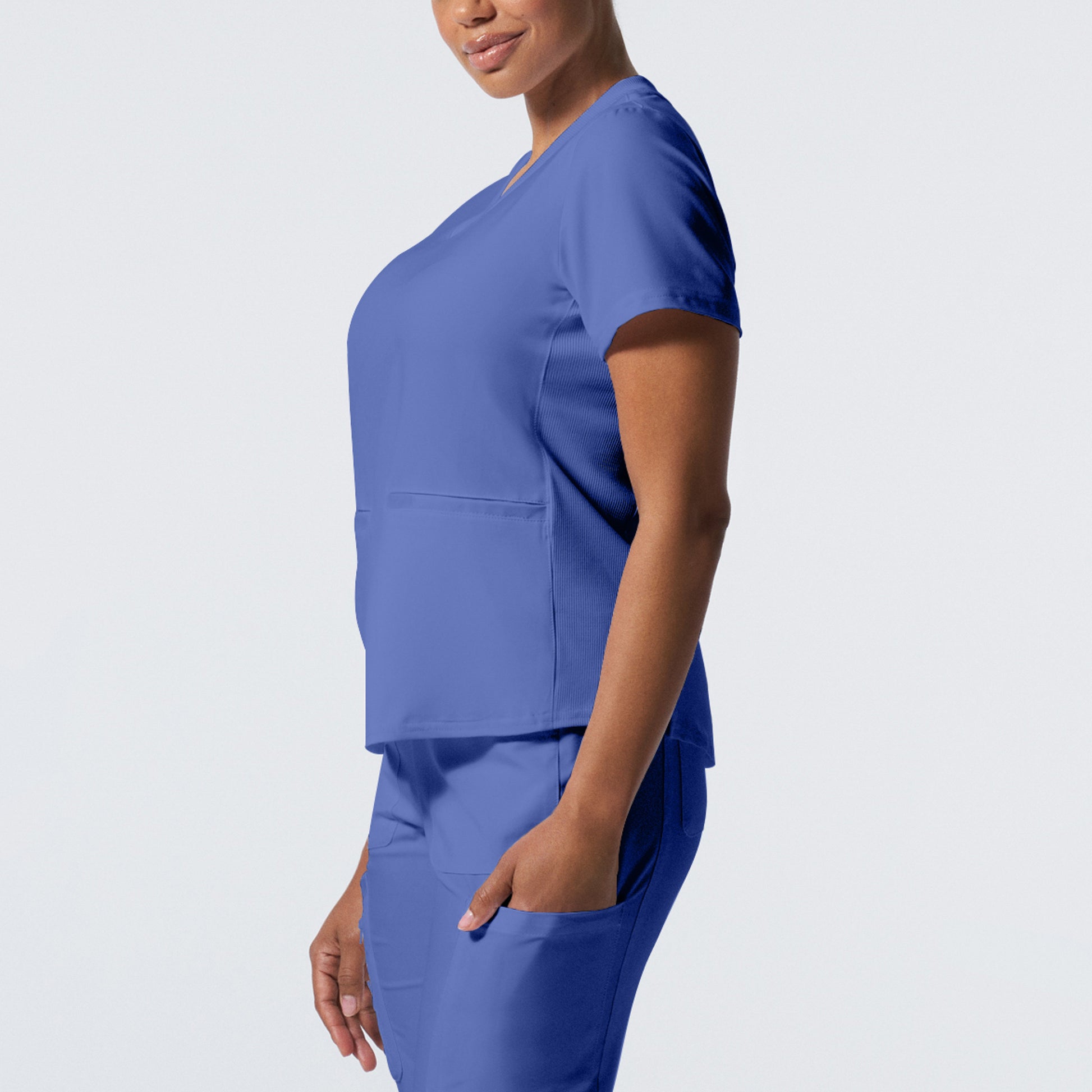 Forward LT100 Women's 3 Pocket V Neck Scrub Top Ceil Blue Image