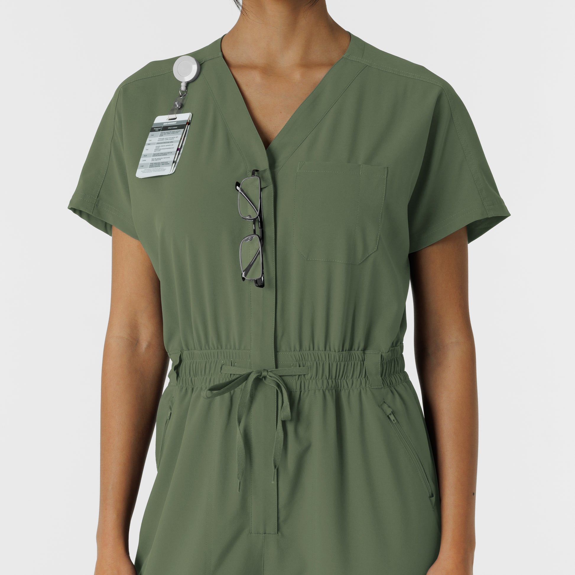 RENEW 3234 Cargo Jogger Scrub Jumpsuit Olive Model Image Alternate | Wink