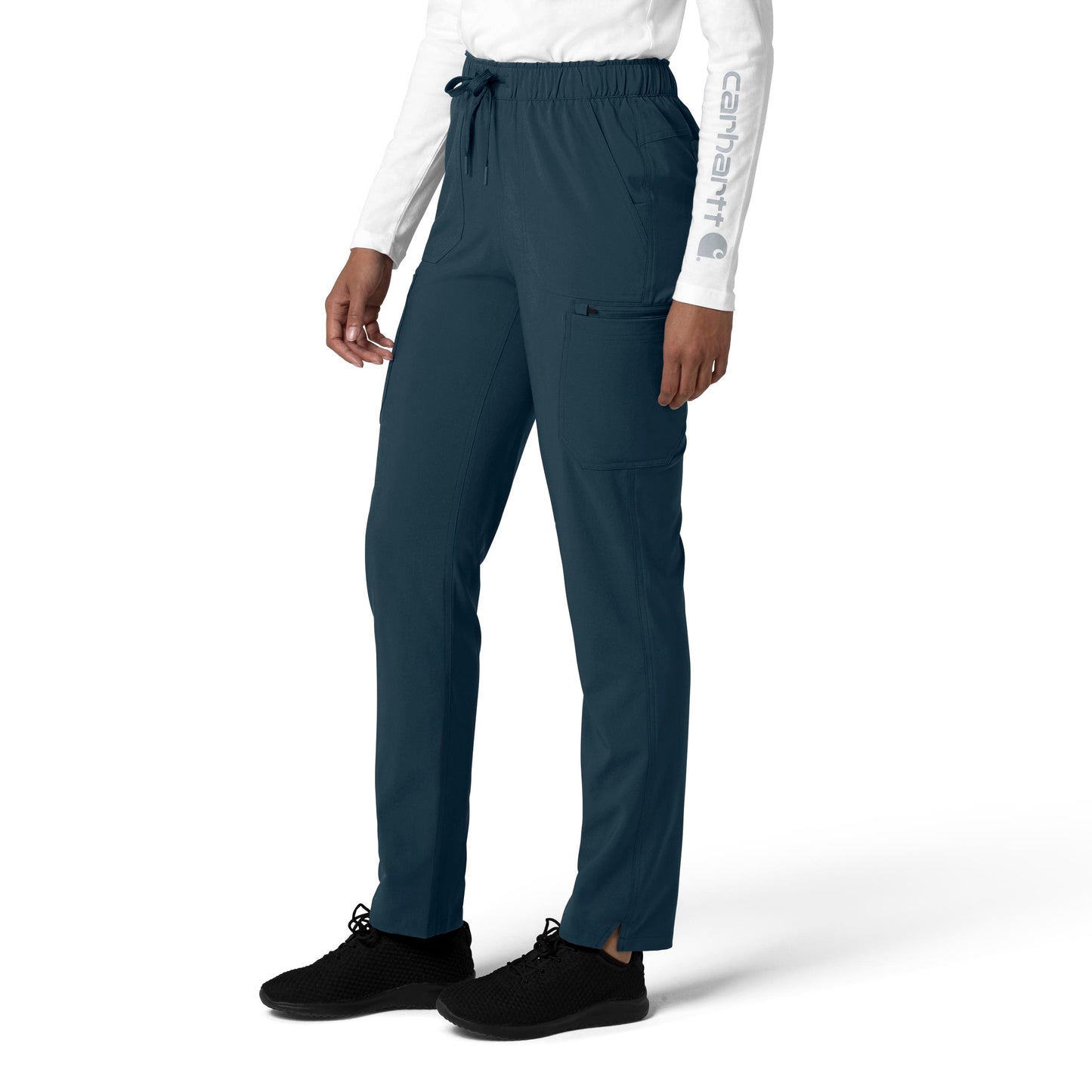 Force Cross-Flex C53210 Straight Leg Cargo Scrub Pants Navy Model Image Right Side | Carhartt