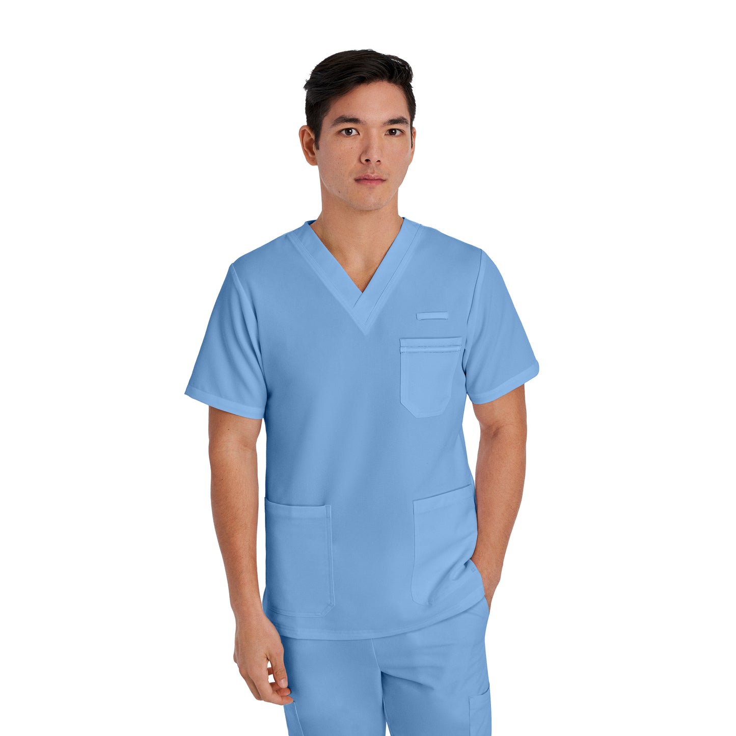 V-Tess 2207 Men's 3 Pocket V Neck Scrub Top Ceil Blue Image