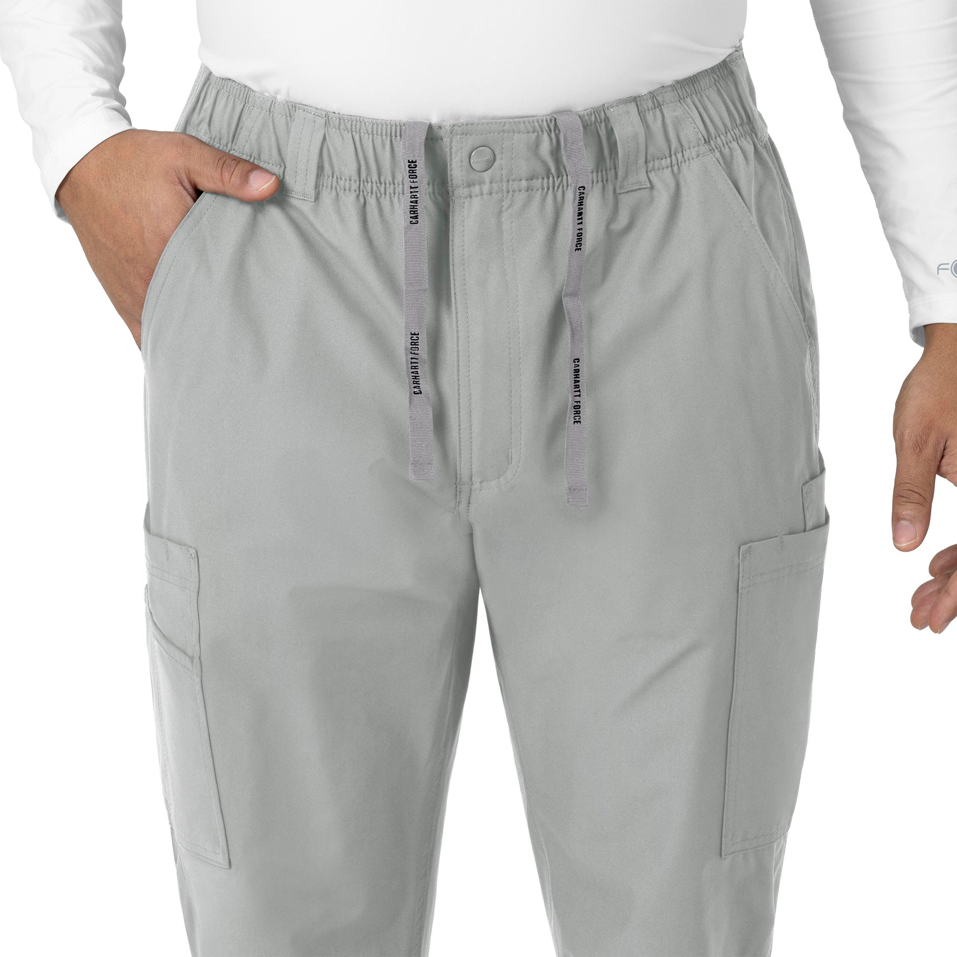 Force Essentials C56113 Men's Straight Leg Cargo Scrub Pants Grey Model Image Alternate | Carhartt