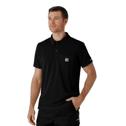 Rugged Flex C16119 Men's Lightweight Short Sleeve Polo Scrub Top Black