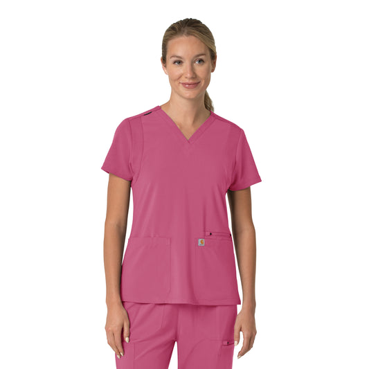 Force Cross-Flex C13210 Women's Flex Panel V-Neck Scrub Top Electric Fuschia