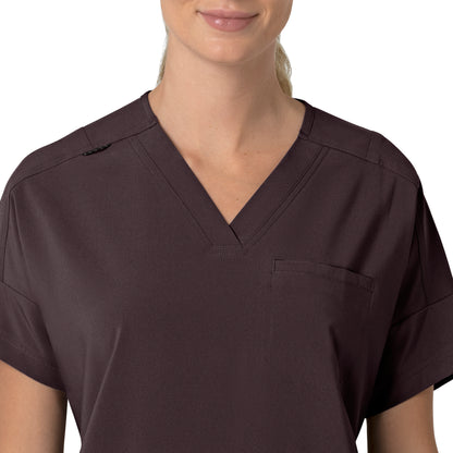 Force Cross-Flex C13110 Women's Oversized V-Neck Scrub Top Dark Sepia